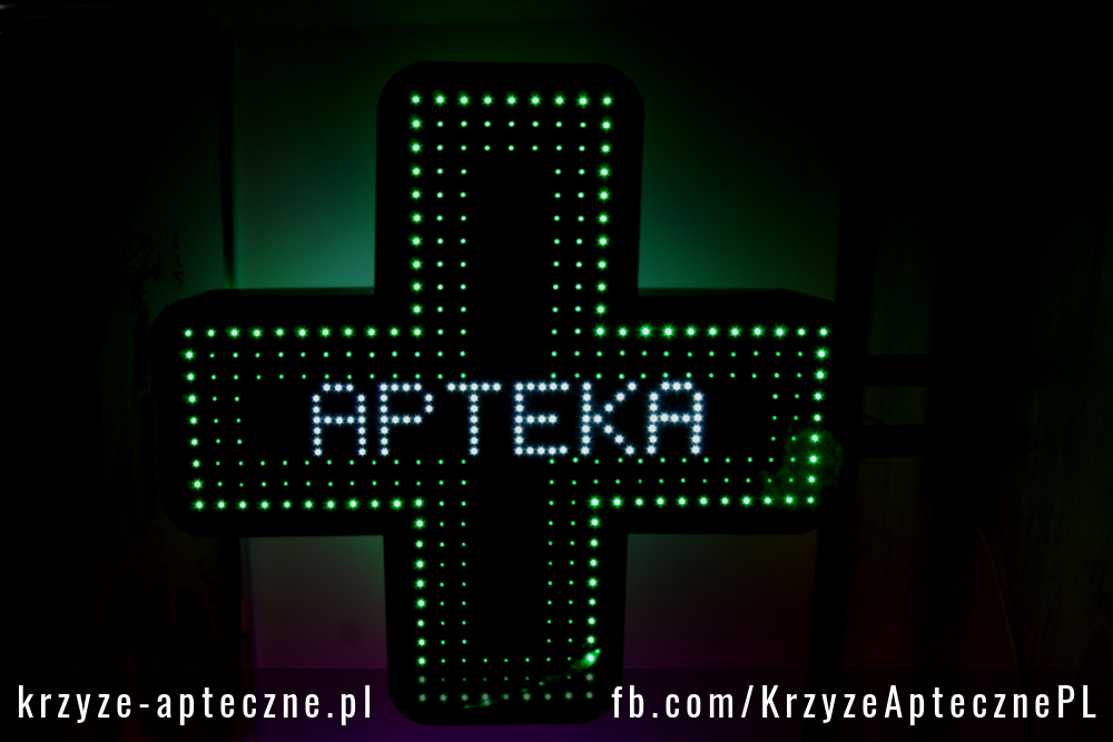Zdjęcie krzyża aptecznego LED dla aptek w Krakowie