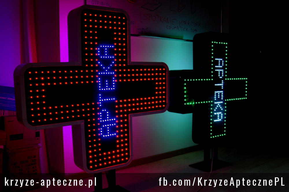 Krzyż apteczny czyli reklama diodowa LED - Poznań